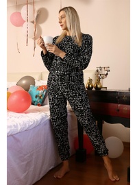 Kadın Uzun Kol Penye Pijama Takımı Siyah