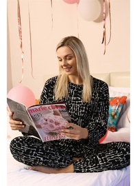 Kadın Uzun Kol Penye Pijama Takımı Siyah