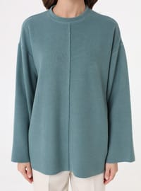 Dikiş Detaylı Sweatshirt Su Yeşili