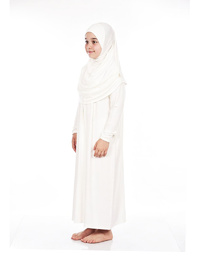 Pratik Çocuk Namaz Elbisesi 8-12 Yaş Beyaz