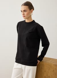Kolu Dantel Detaylı Sweatshirt Siyah Refka