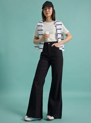 Esnek Kumaşlı Basic Denim Pantolon - Siyah - Benin
