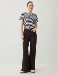 Esnek Kumaşlı Basic Denim Pantolon - Kahverengi - Benin