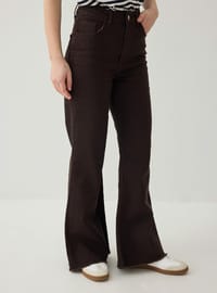 Esnek Kumaşlı Basic Denim Pantolon - Kahverengi - Benin