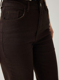 Esnek Kumaşlı Basic Denim Pantolon - Kahverengi - Benin