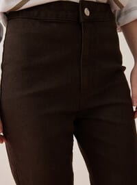 Streç Kumaşlı Basic Denim Pantolon Kahverengi