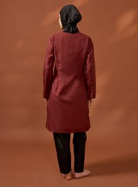Tam Kapalı Fermuarlı Tesettür Mayo Bordo