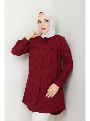 Kadın Yaka Detaylı Fırfırlı Robalı Gömlek