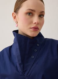 Yaka Detaylı Poplin Tunik Lacivert Benin Exclusive