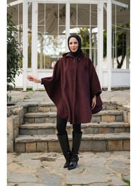 Balıksırtı Kaşe Panço Bordo