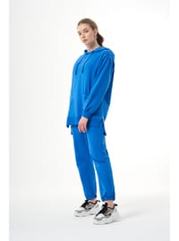 Kapüşonlu Cep Detaylı Sweatshirt Mavi