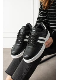Unisex Spor Ayakkabı Bağcıklı Günlük Siyah Beyaz