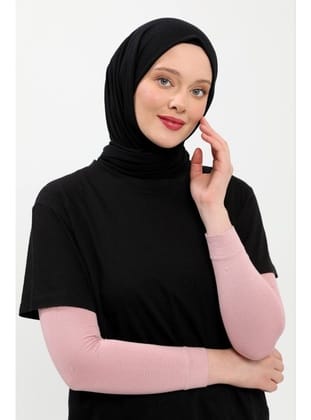 Düz Dikişsiz Pratik Likralı Tesettür Penye Namaz Kolluğu Pembe