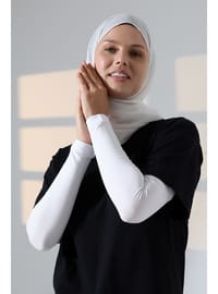 Dikişsiz Likralı Tesettür Kolluk Beyaz