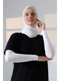 Dikişsiz Likralı Tesettür Kolluk Beyaz