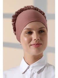 Fırfırlı Güpürlü Bone Gül Kurusu