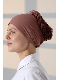 Fırfırlı Güpürlü Bone Gül Kurusu