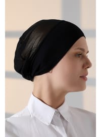 Tüllü Viskon Tesettür Bone Siyah