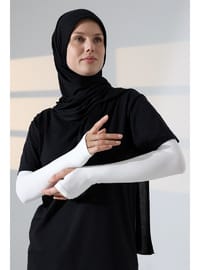 Parmak Geçmeli Penye Tesettür Kolluk - Krem