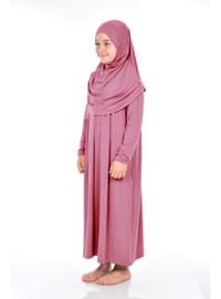 Pratik Çocuk Namaz Elbisesi 8-12 Yaş Pembe
