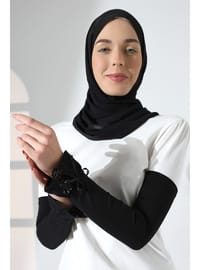 Dantel Detaylı Penye Kolluk Siyah