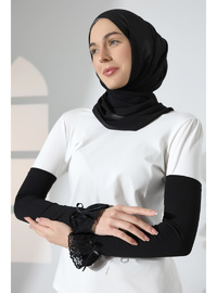 Dantel Detaylı Penye Kolluk Siyah