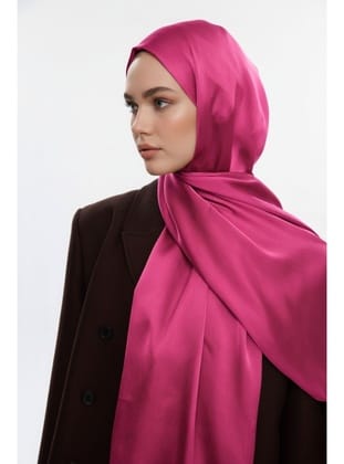 Mizalle & YAQA Özel Saten Dokulu Pembe Şal