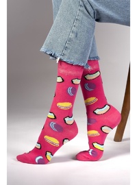 Fuşya Desenli Çorap