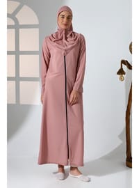 Pembe Fermuarlı Namaz Elbisesi