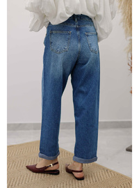 Mom Jean Kot Pantolon Mavi
