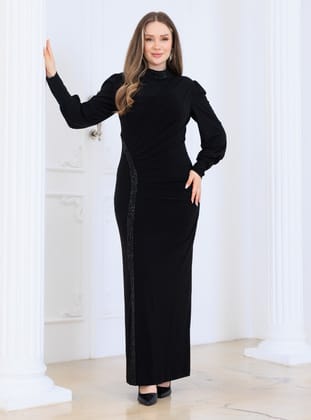 Eleni Tesettür Abiye Elbise - Siyah - Elben Moda