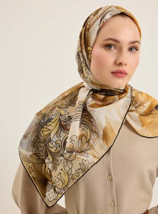 Sarı Desenli Soft Eşarp - Tuva