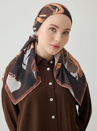 Eşarp Kahverengi Soyut Desen Tuva