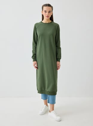 Bisiklet Yaka Uzun Sweatshirt - Haki - Benin