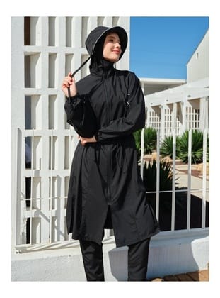 Kıl Biye Şapkalı Oversize Uzun Tesettür Mayo - ALF26521