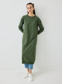 Bisiklet Yaka Uzun Sweatshirt - Haki - Benin