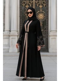 Volan Kollu Dantel Detaylı Abaya