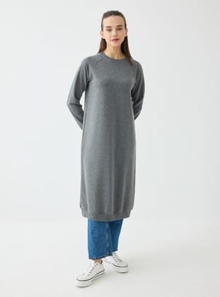 Bisiklet Yaka Uzun Sweatshirt - Antrasit - Benin