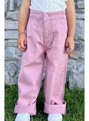 Breeze Kız Çocuk Gabardin Pantolon Geniş Paça Beli Lastikli 5-9 Yaş, Gülkurusu