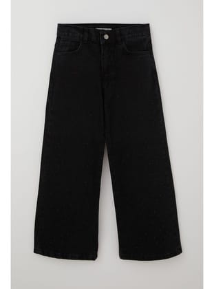 Breeze Kız Çocuk Jean Pantolon Taşlı Cepli 10-14 Yaş, Siyah