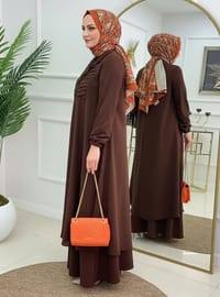 Düğmeli Bisiklet Yakalı Pantolonlu İTHAL AEROBİN Takım - Kahverengi - MODANURSEDA