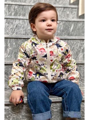 Breeze Girls & Boys Erkek Çocuk Yağmurluk Savaşcı Dinozor Desenli 1-5 Yaş, Ekru