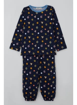 Breeze Erkek Bebek Pijama Takımı Galaksi Temalı 9 Ay-3 Yaş, Lacivert