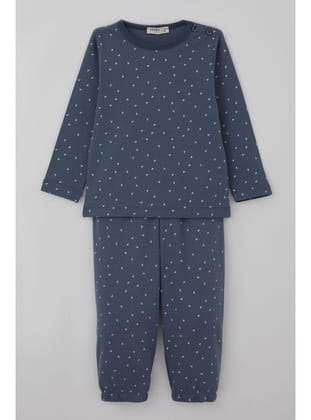 Breeze Erkek Bebek Pijama Takımı Minik Üçgenler Desenli 9 Ay-3 Yaş, Füme
