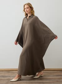 Yarasa Kollu Keten Kimono Toprak Refka