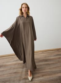 Yarasa Kollu Keten Kimono Toprak Refka