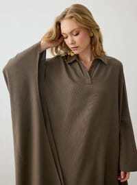 Yarasa Kollu Keten Kimono Toprak Refka