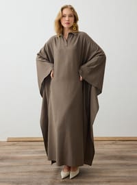 Yarasa Kollu Keten Kimono Toprak Refka