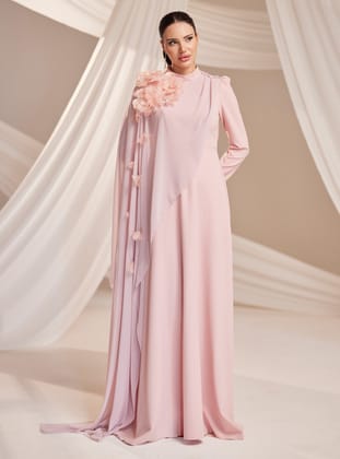 Nisa Abiye Elbise - Pudra - Burak Baran Fashion