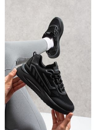 Siyah Unisex Günlük Spor Ayakkabı Hafif Taban Rahat Sneaker 7655